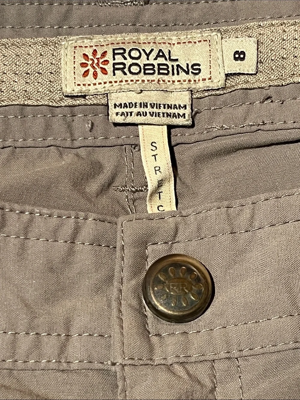 Royal Robbins Stretchy Quick Dry Discovery Hiking Shorts in Tan - Size 8